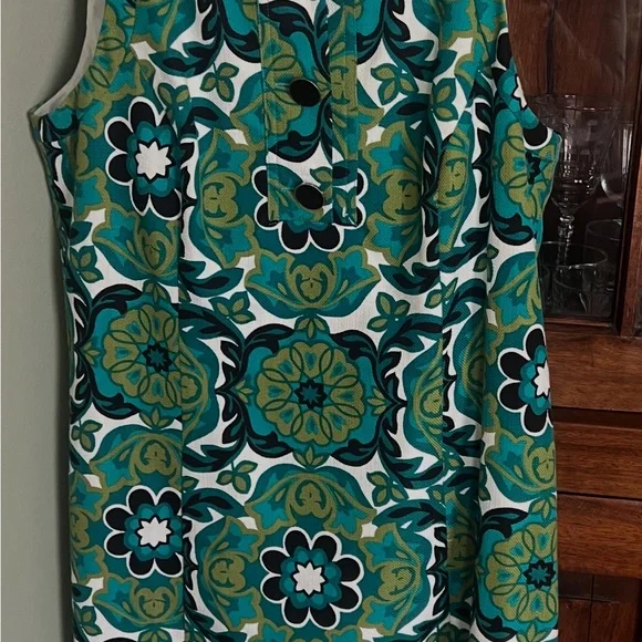 Ann Taylor Green and Blue Sheath Dress Scoop Neck Sleeveless - Picture 4 of 4